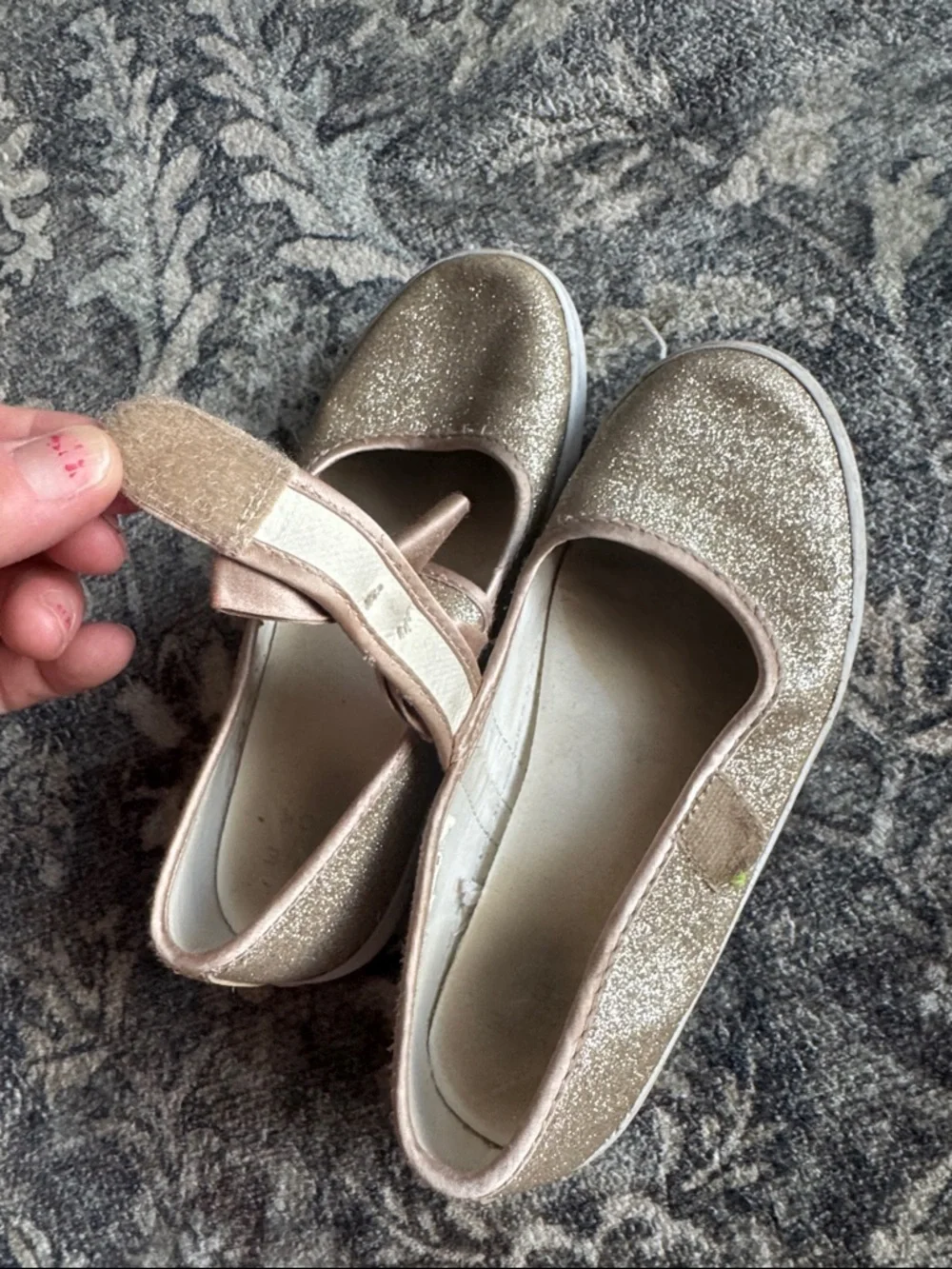 Janie & Jack Girls Sparkle Bow Slip-On Shoes